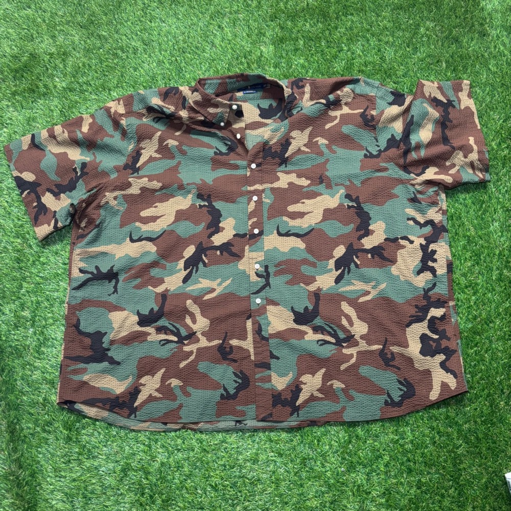 Ralph Lauren Mens 4XB Camo Seersucker SS Button Down Shirt Untucked Fit